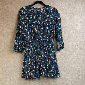 Zara Women's Skort Dress Size Medium Long-sleeve Mini Floral Black